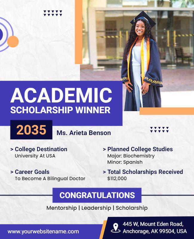 Academic Scholarship Winner Announcement Flyer Template