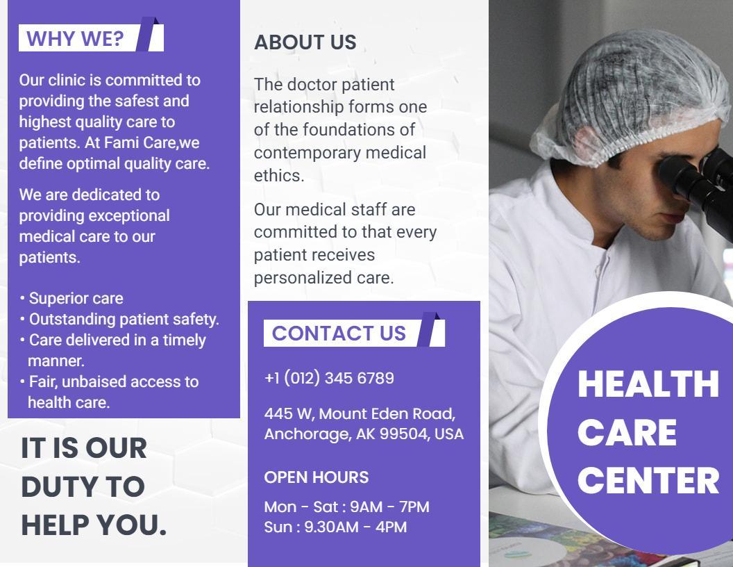 Accessible Health Care Services Information and Directory Brochure Template