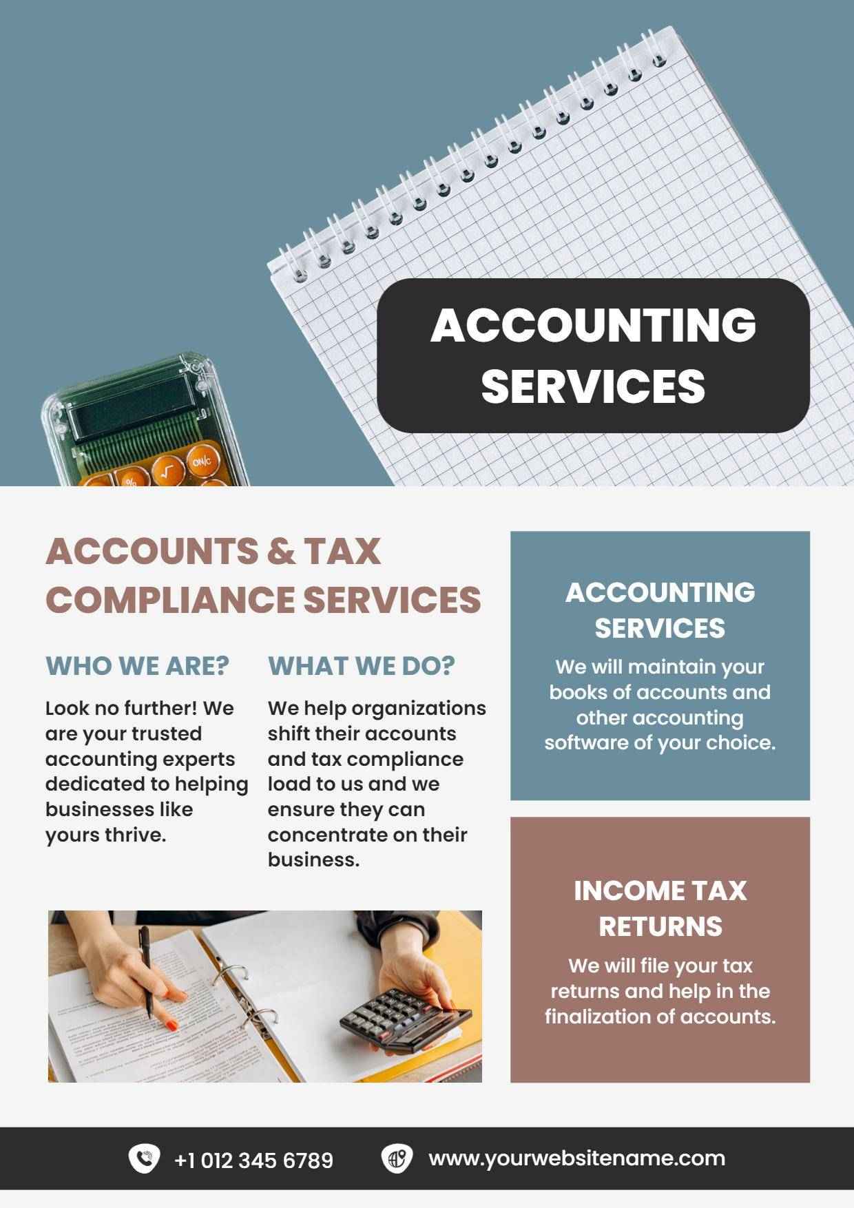 Accounting and Tax Compliance Services A4 Flyer Template