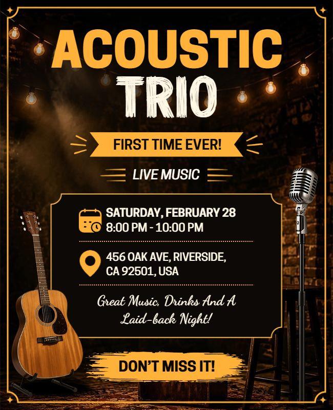 Acoustic Trio Live Music Event Flyer Template