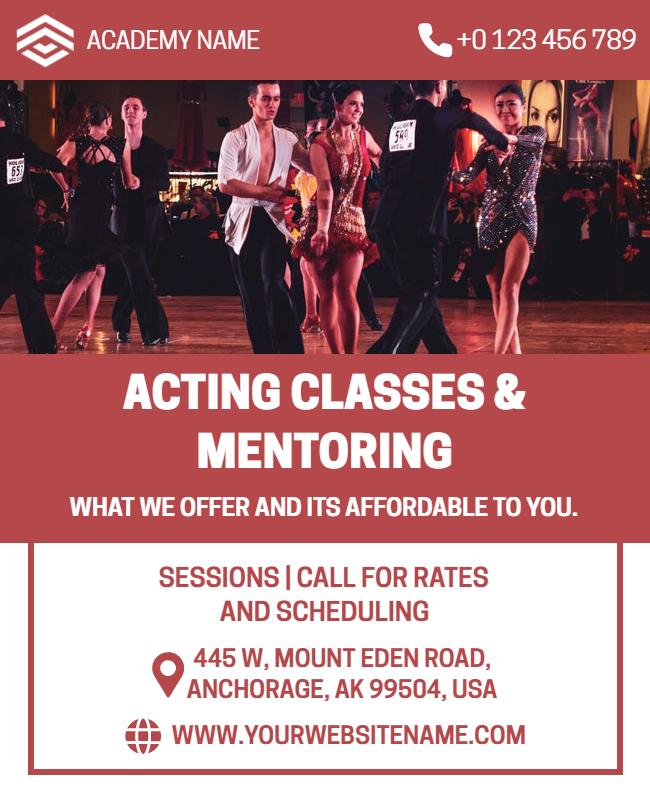 Acting and Mentoring Classes Promotion Flyer Template