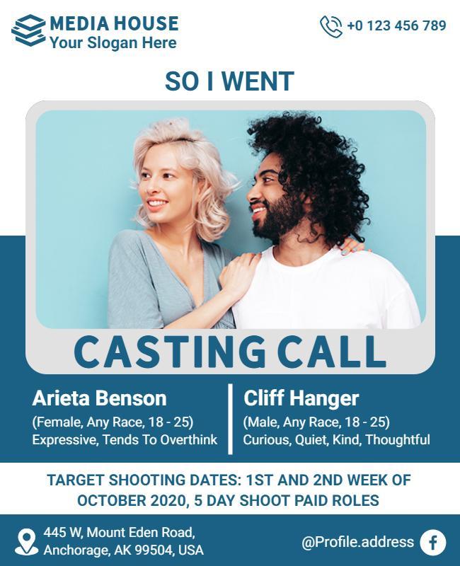 Acting Casting Call Announcement Flyer Template