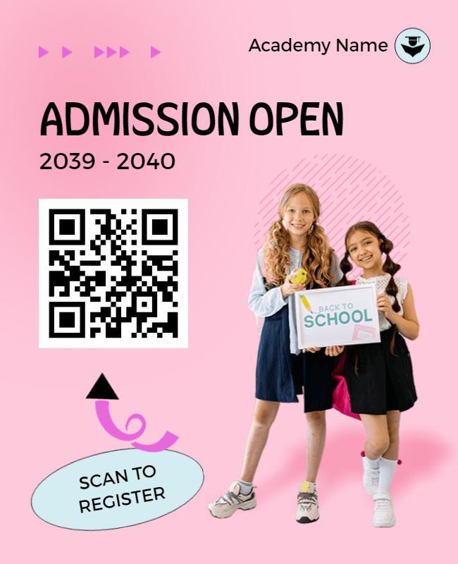 Admission Open with QR Code Flyer Template