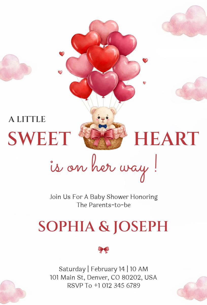 Adorable Baby Shower Celebration for Sweetheart Invitation Template