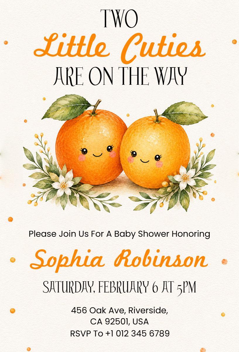 Adorable Citrus Theme Baby Shower Celebration Invitation Template