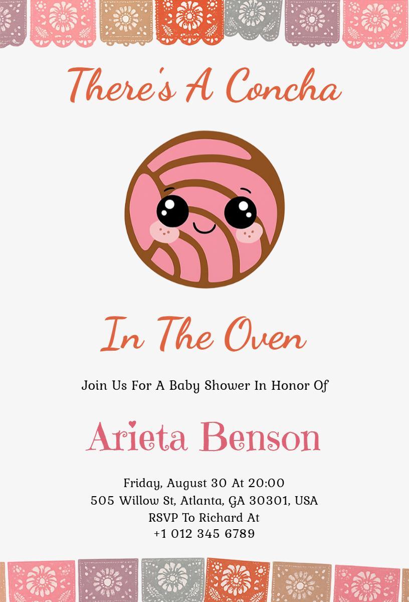 Adorable Concha Theme Baby Shower Celebration Invitation Template