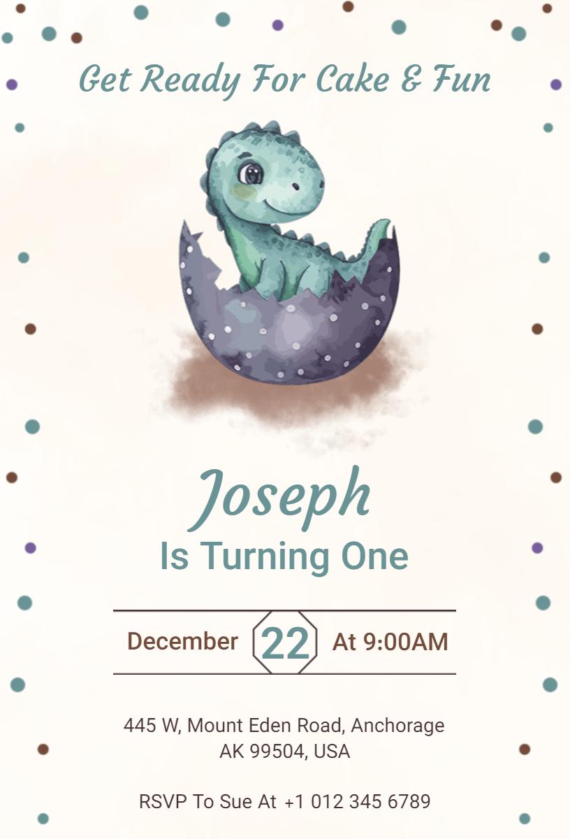 Adorable Dinosaur Theme Birthday Celebration Invitation Template