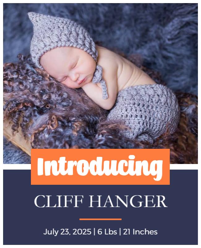 Adorable Gray Crochet Newborn Announcement Poster Template