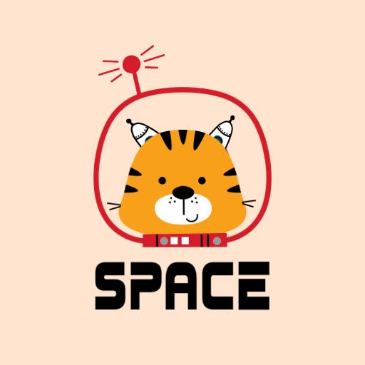 Adorable Orange Tiger in Space Helmet Cute Character Logo Template