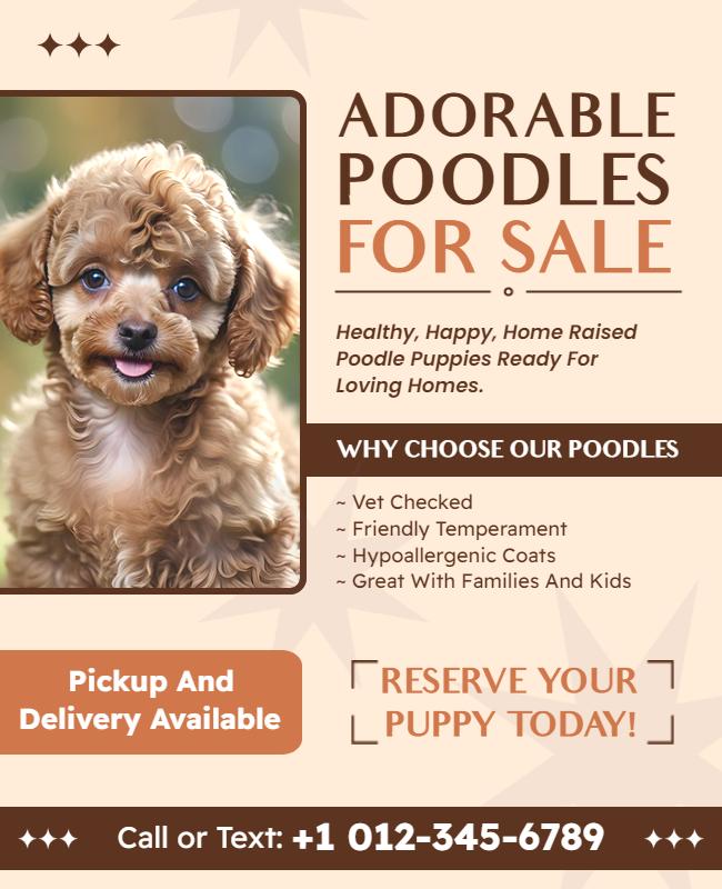 Adorable Poodles for Sale Flyer Template