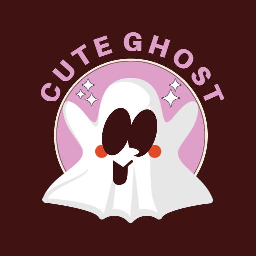 Adorable Retro Ghost Design with Playful Features Logo Template
