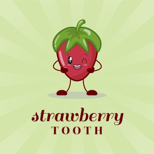 Adorable Strawberry Character Smiling with Cartoon Style Logo Template