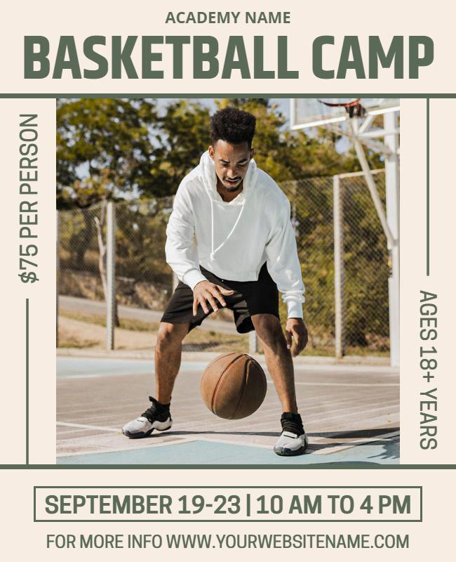 Adult Outdoor Basketball Camp Flyer Template