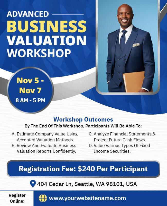 Advanced Business Valuation Workshop Flyer Template
