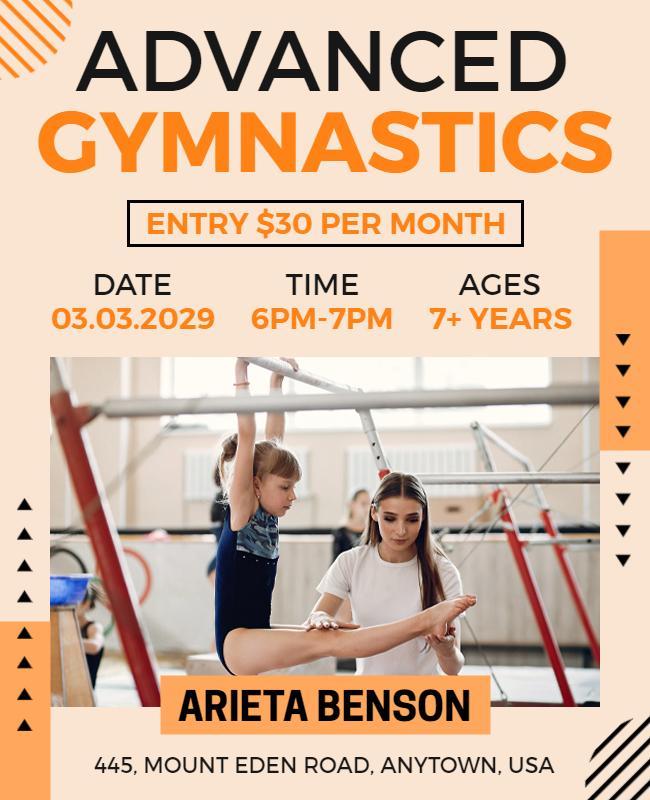 Advanced Gymnastics Training Flyer Template