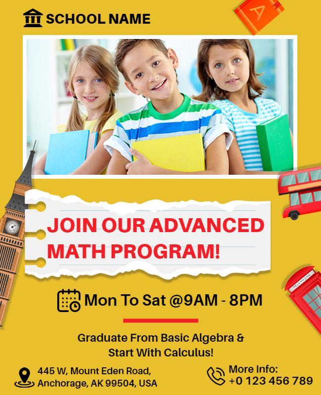 Advanced Math Program Educational Flyer Template