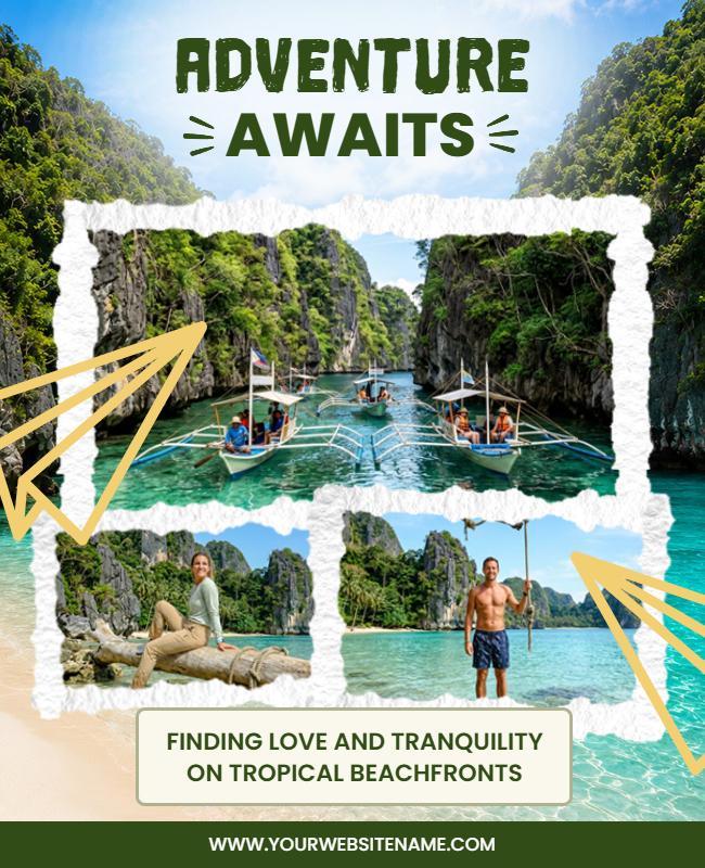 Adventure Awaits Tropical Beachfronts Travel Poster Template