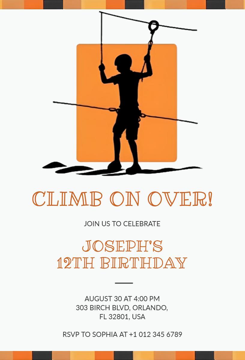 Adventure Climbing Theme Kids Birthday Celebration Invitation Template