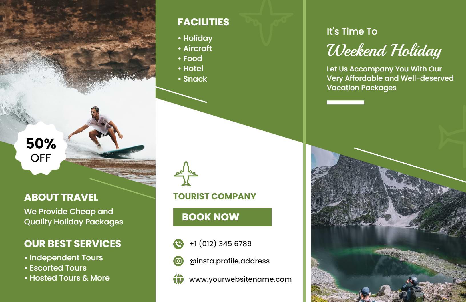 Adventure-Focused Weekend Holiday Tour Packages Brochure Template