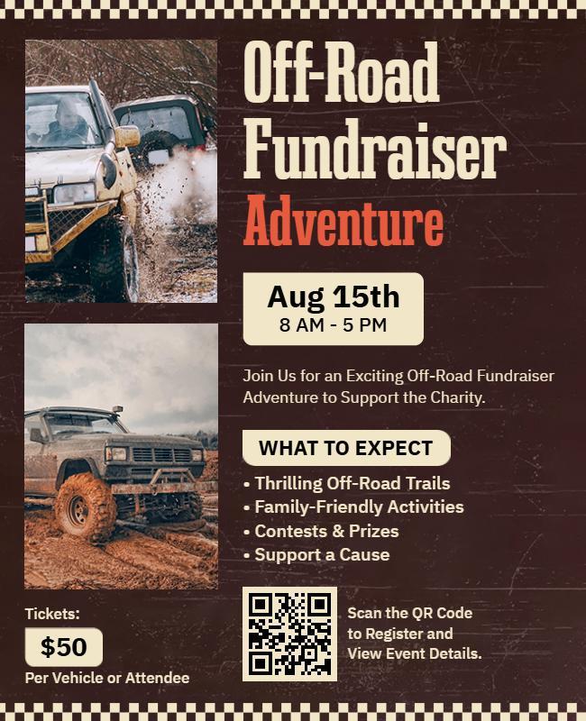 Adventure Off-Road Fundraiser Event with Vehicles Flyer Template