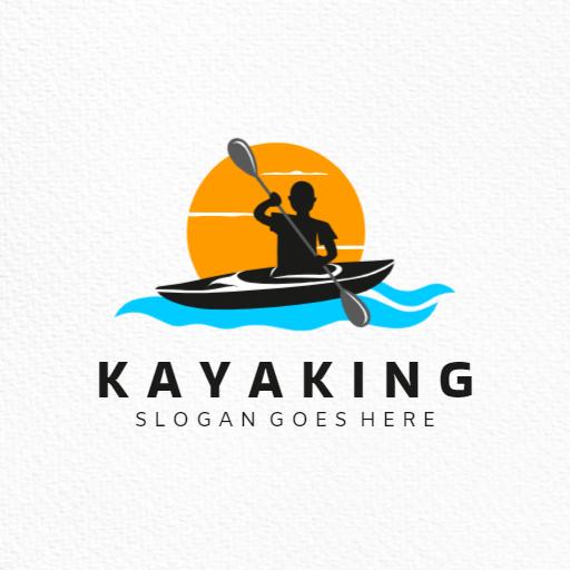 Adventure on Water with Kayaking and Sunrise Logo Template