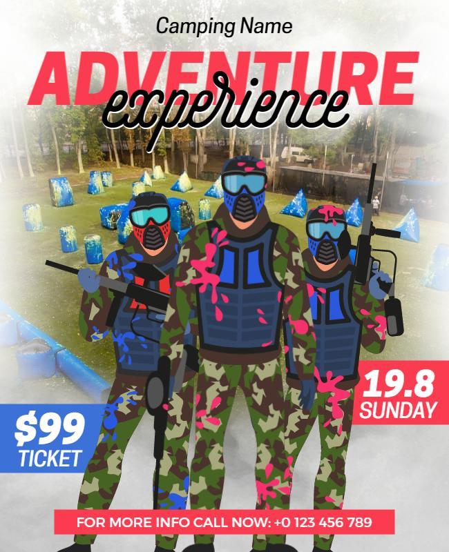 Exciting Camouflage Paintball Adventure Experience Flyer Template