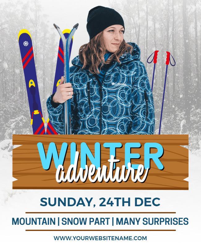 Outdoor Winter Adventure Skiing Experience Flyer Template