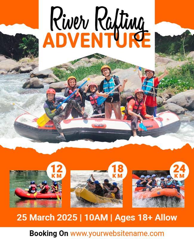 Dynamic Orange River Rafting Adventure Flyer Template