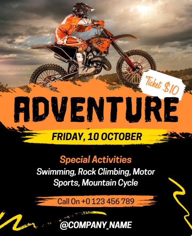 Dynamic Orange Adventure Sports Event Flyer Template