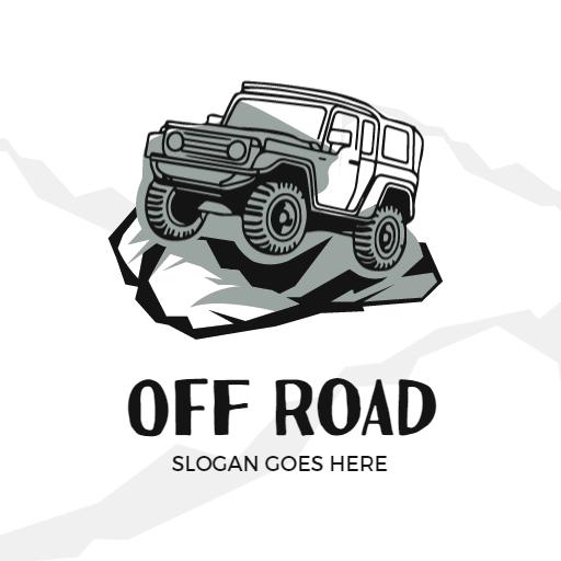 Adventure-Seeking Jeep Conquering Rocky Terrain Off Road Logo Template