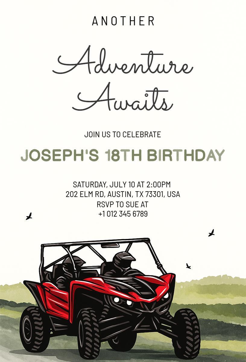 Adventure Themed 18th Birthday Celebration Invitation Template