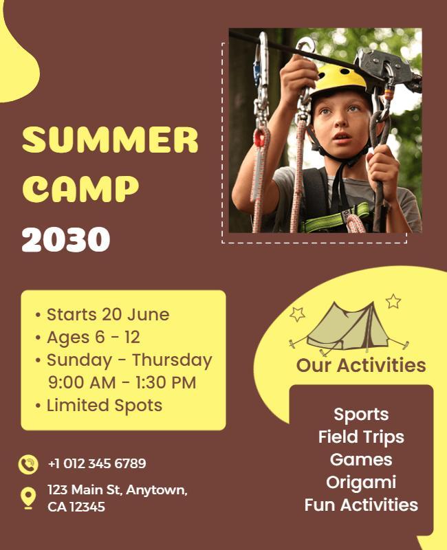 Adventure-Themed Summer Camp Activities Registration Poster Template