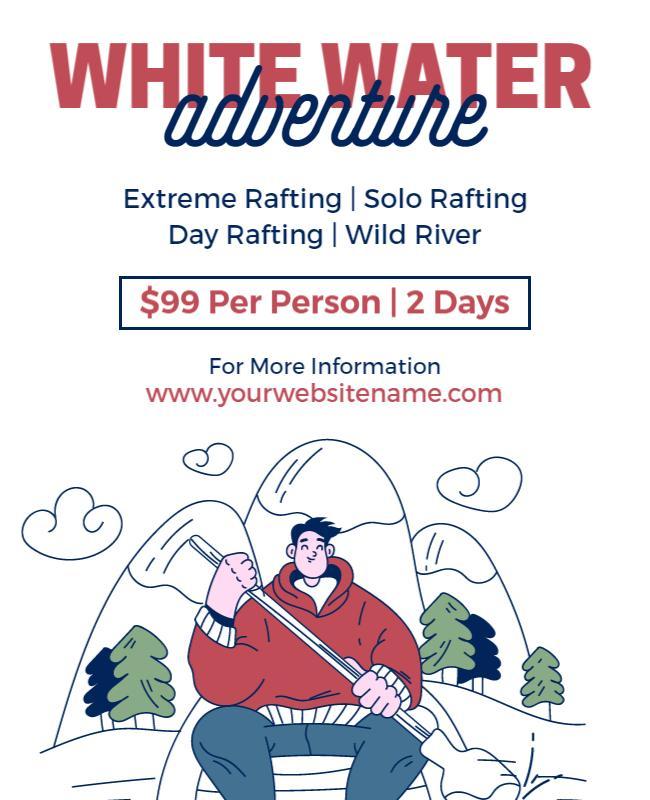 Adventure-Themed White Water Rafting Experience Poster Template