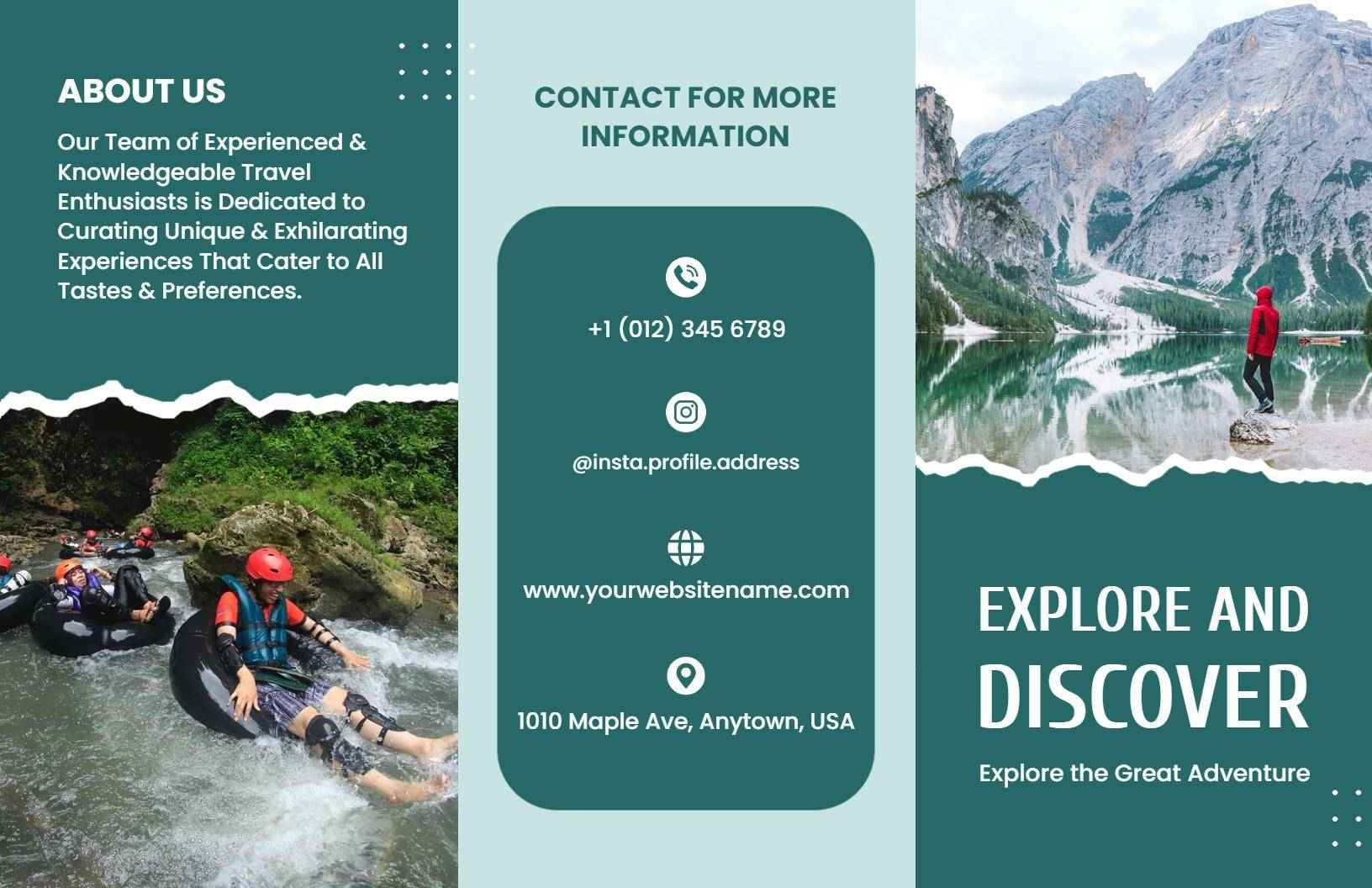 Adventure Travel Explore and Discover Unique Experiences Brochure Template