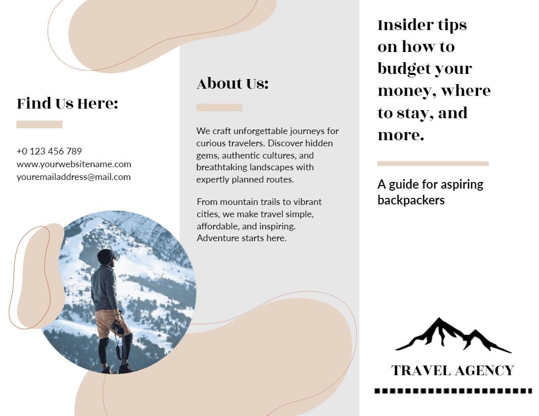 Adventure Travel Insider Tips and Backpacking Guide Brochure Template