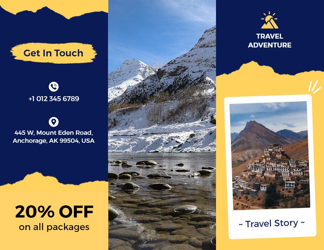 Adventure Travel Packages Beach Vacation and Safari Brochure Template