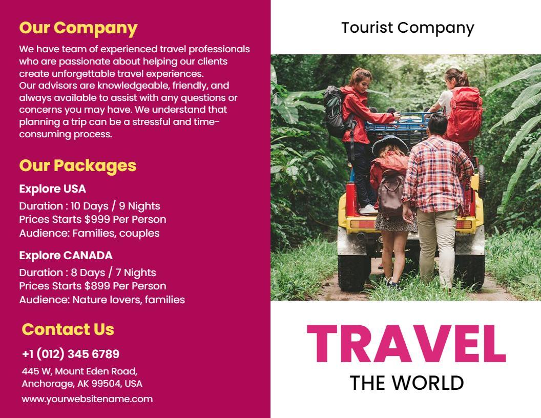 Adventure Travel Packages for Families and Couples Brochure Template