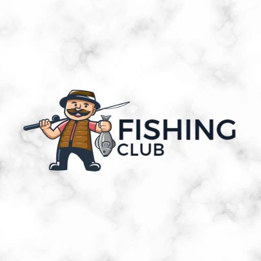 Adventurous Fisherman Holding a Catch for Fishing Club Logo Template