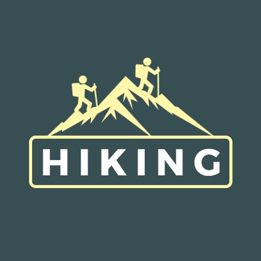 Adventurous Hikers Conquering Majestic Mountain Trails Logo Template