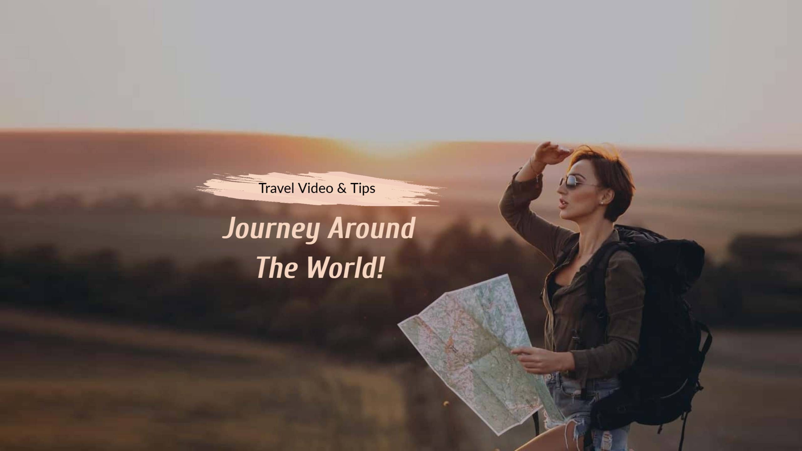 Adventurous Journey with Map in Scenic Landscape Travel Banner Template