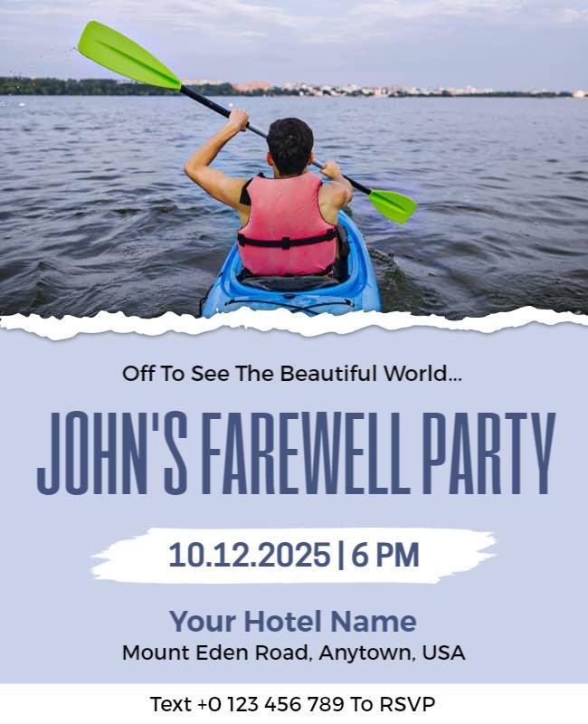 Adventurous Kayaking Farewell Party Invitation Poster Template