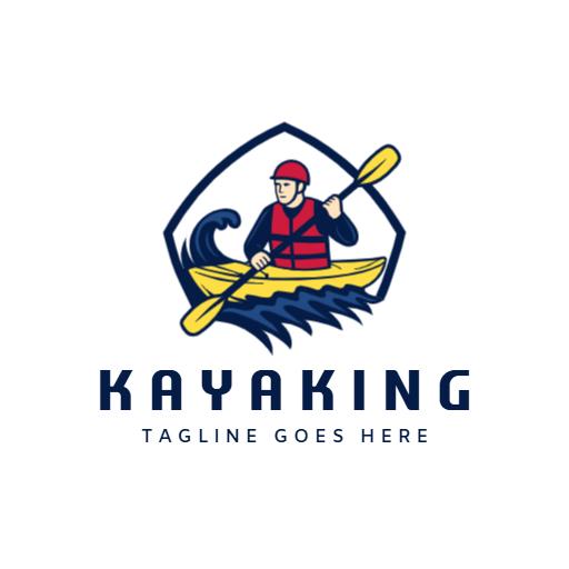 Adventurous Kayaking Performance with a Kayaker Logo Template