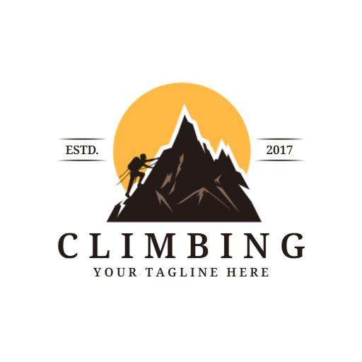 Adventurous Mountain Climb Signifying Outdoor Exploration Logo Template