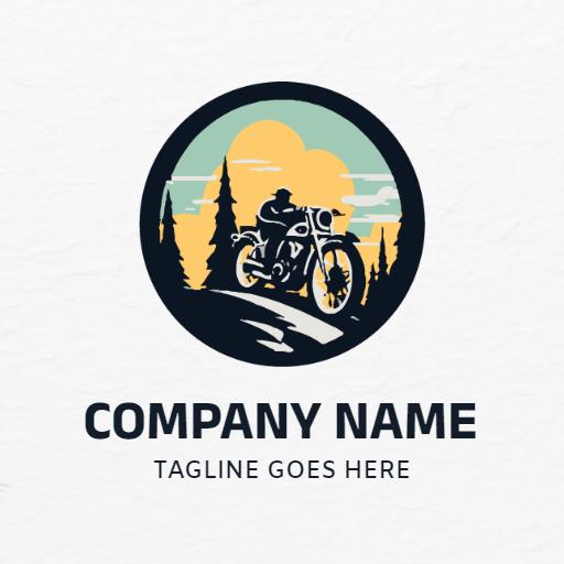 Adventurous Rider on a Motorcycle in Scenic Landscape Logo Template