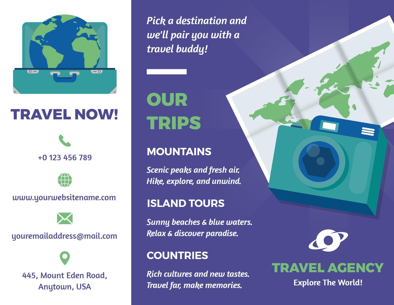 Adventurous Travel Agency Trip Options Brochure Template