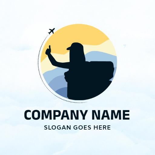 Adventurous Traveler Enjoying Scenic Views Outdoors Logo Template