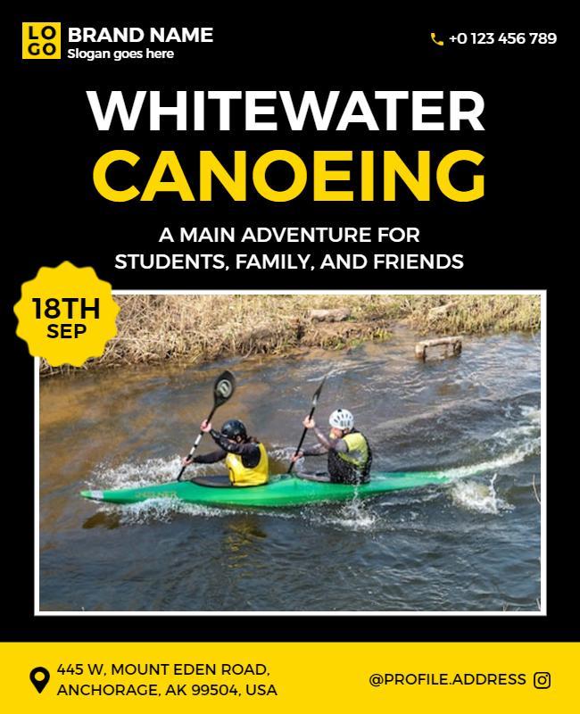 Adventurous Whitewater Canoeing Excursion Poster Template