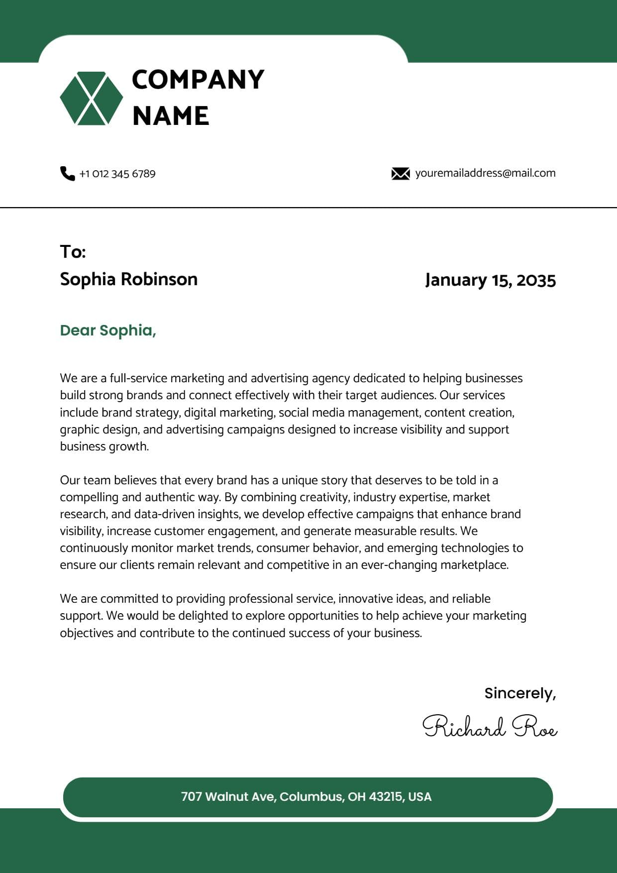 Advertising Company Branding Letterhead Template