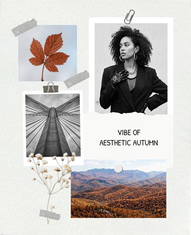 Aesthetic Autumn Vibes Photo Collage Poster Template