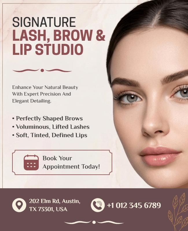 Aesthetic Signature Lash Brow Lip Studio Flyer Template